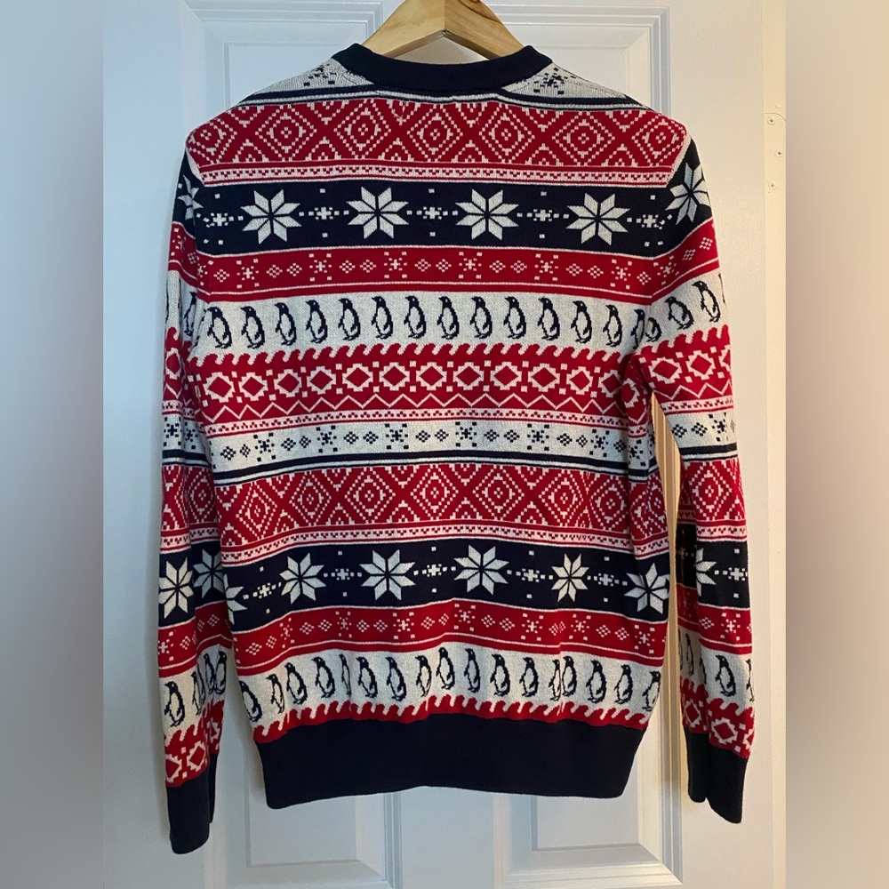 H&M Red and Black Penguin Crewneck Sweater Christmas Winter 100%Cotton